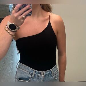 Adika One Shoulder Black Bodysuit